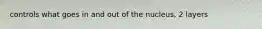controls what goes in and out of the nucleus, 2 layers