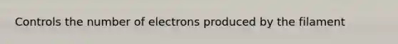 Controls the number of electrons produced by the filament