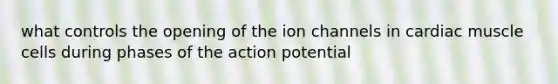 what controls the opening of the ion channels in cardiac muscle cells during phases of the action potential