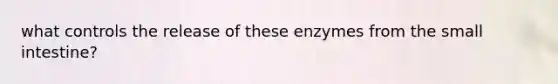 what controls the release of these enzymes from the small intestine?