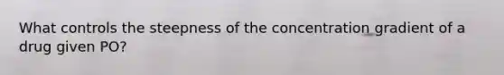 What controls the steepness of the concentration gradient of a drug given PO?