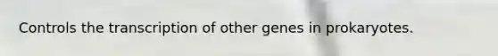 Controls the transcription of other genes in prokaryotes.