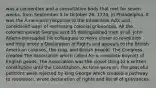 was a convention and a consultative body that met for seven weeks, from September 5 to October 26, 1774, in Philadelphia. It was the Americans' response to the Intolerable Acts and considered ways of redressing colonial grievances. All the colonies except Georgia sent 55 distinguished men in all. John Adams persuaded his colleagues to move closer to revolution and they wrote a Declaration of Rights and appeals to the British American colonies, the king, and British people. The Congress created The Association which called for a complete boycott of English goods. The Association was the closet thing to a written constitution until the Constitution. As time wore on, the peaceful petitions were rejected by king George which created a pathway to revolution. wrote declaration of rights and list of of grievances.