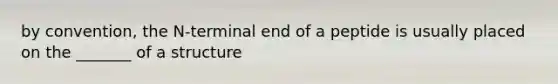 by convention, the N-terminal end of a peptide is usually placed on the _______ of a structure