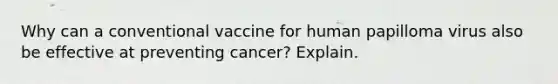 Why can a conventional vaccine for human papilloma virus also be effective at preventing cancer? Explain.