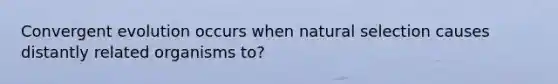 Convergent evolution occurs when natural selection causes distantly related organisms to?