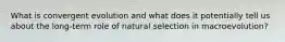 What is convergent evolution and what does it potentially tell us about the long-term role of natural selection in macroevolution?