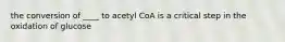 the conversion of ____ to acetyl CoA is a critical step in the oxidation of glucose