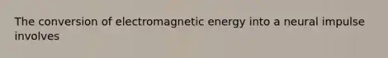 The conversion of electromagnetic energy into a neural impulse involves