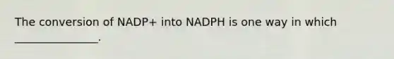 The conversion of NADP+ into NADPH is one way in which _______________.