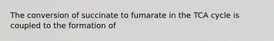 The conversion of succinate to fumarate in the TCA cycle is coupled to the formation of