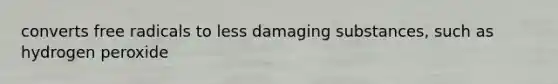 converts free radicals to less damaging substances, such as hydrogen peroxide