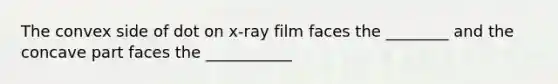 The convex side of dot on x-ray film faces the ________ and the concave part faces the ___________