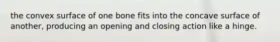 the convex surface of one bone fits into the concave surface of another, producing an opening and closing action like a hinge.