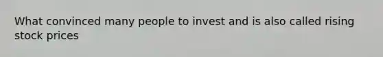 What convinced many people to invest and is also called rising stock prices