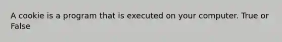 A cookie is a program that is executed on your computer. True or False