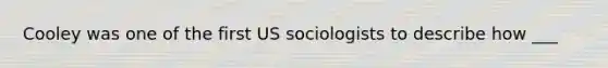 Cooley was one of the first US sociologists to describe how ___