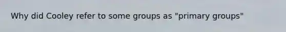 Why did Cooley refer to some groups as "primary groups"