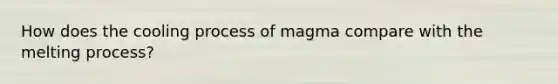 How does the cooling process of magma compare with the melting process?