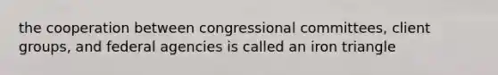 the cooperation between congressional committees, client groups, and federal agencies is called an iron triangle