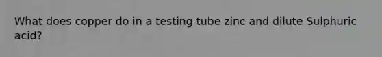 What does copper do in a testing tube zinc and dilute Sulphuric acid?