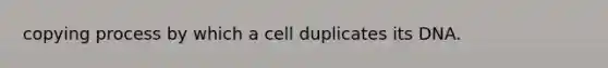 copying process by which a cell duplicates its DNA.