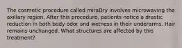 The cosmetic procedure called miraDry involves microwaving the axillary region. After this procedure, patients notice a drastic reduction in both body odor and wetness in their underarms. Hair remains unchanged. What structures are affected by this treatment?