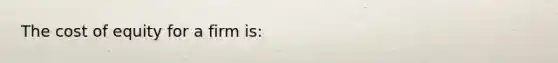 The cost of equity for a firm is: