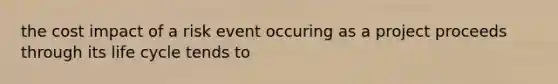 the cost impact of a risk event occuring as a project proceeds through its life cycle tends to