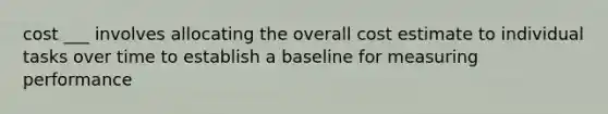 cost ___ involves allocating the overall cost estimate to individual tasks over time to establish a baseline for measuring performance