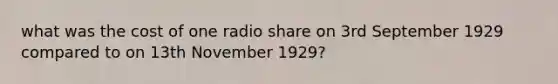 what was the cost of one radio share on 3rd September 1929 compared to on 13th November 1929?