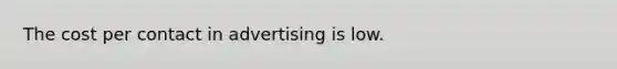 The cost per contact in advertising is low.