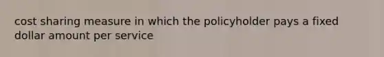 cost sharing measure in which the policyholder pays a fixed dollar amount per service