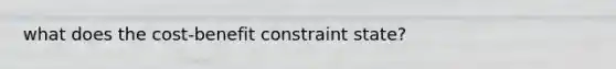what does the cost-benefit constraint state?