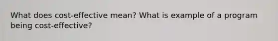 What does cost-effective mean? What is example of a program being cost-effective?