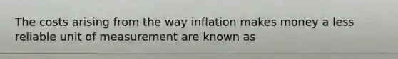 The costs arising from the way inflation makes money a less reliable unit of measurement are known as