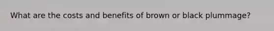 What are the costs and benefits of brown or black plummage?