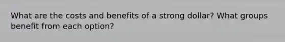 What are the costs and benefits of a strong dollar? What groups benefit from each option?