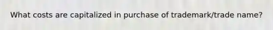 What costs are capitalized in purchase of trademark/trade name?