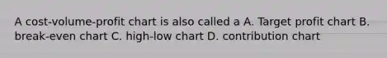 A cost-volume-profit chart is also called a A. Target profit chart B. break-even chart C. high-low chart D. contribution chart