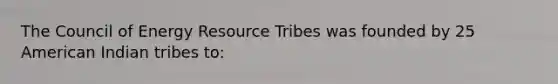 The Council of Energy Resource Tribes was founded by 25 American Indian tribes to: