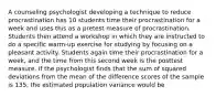 A counseling psychologist developing a technique to reduce procrastination has 10 students time their procrastination for a week and uses this as a pretest measure of procrastination. Students then attend a workshop in which they are instructed to do a specific warm-up exercise for studying by focusing on a pleasant activity. Students again time their procrastination for a week, and the time from this second week is the posttest measure. If the psychologist finds that the sum of squared deviations from the mean of the difference scores of the sample is 135, the estimated population variance would be