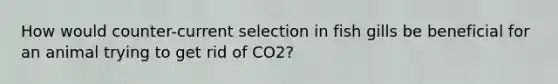 How would counter-current selection in fish gills be beneficial for an animal trying to get rid of CO2?