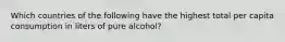 Which countries of the following have the highest total per capita consumption in liters of pure alcohol?