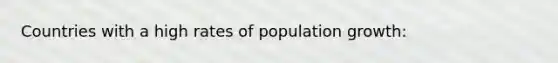 Countries with a high rates of population growth: