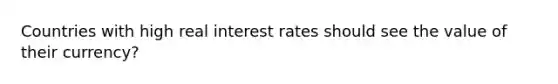 Countries with high real interest rates should see the value of their currency?