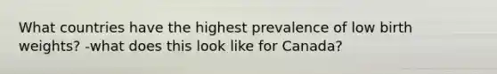 What countries have the highest prevalence of low birth weights? -what does this look like for Canada?