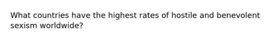 What countries have the highest rates of hostile and benevolent sexism worldwide?