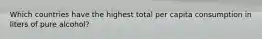 Which countries have the highest total per capita consumption in liters of pure alcohol?