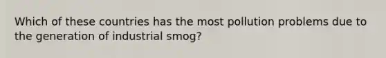 Which of these countries has the most pollution problems due to the generation of industrial smog?